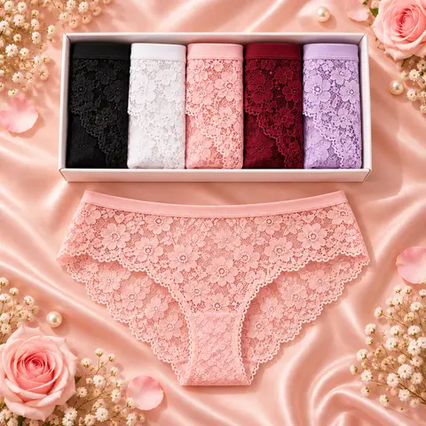 5'li Tam Dantel Slip Külot Seti
