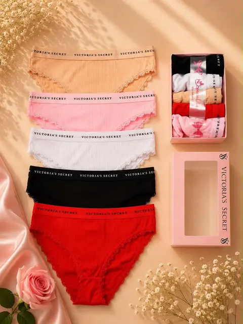 Victoria Secret Yan Dantel Slip Külot 5'li